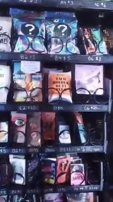 Colorful mystery bags and surprise items from a mystery vending machine